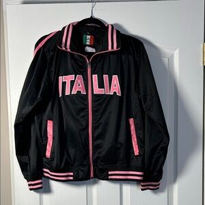TIAC Italia Women's Black Varsity Jacket with Pink Details size medium